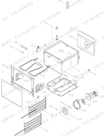 Взрыв-схема плиты (духовки) Voss ELK2111 - Схема узла H10 Main Oven Cavity (large)